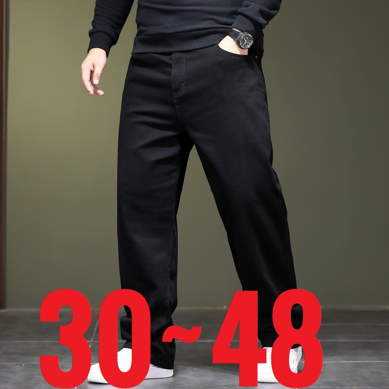 Jean Extra Large taille 48 pour hommes, jambe droite, pantalon en Denim ample, polaire extensible à haute élasticité, Big Plus 42 44 46 150 Kg 116 taille