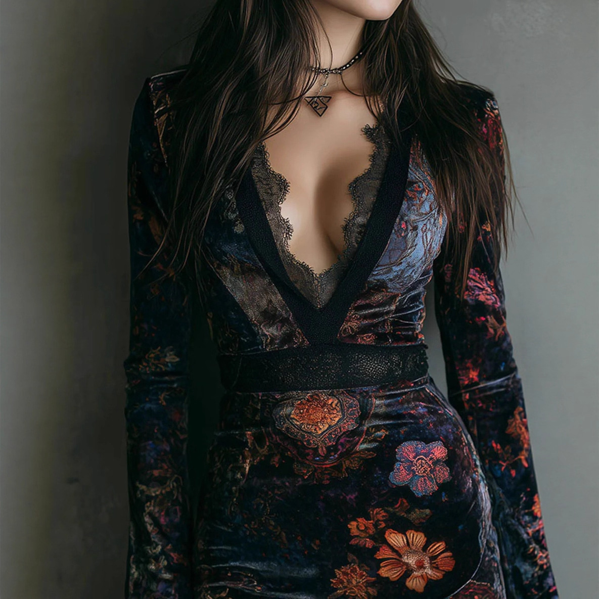 2026 Vêtements européens et américains, tenue d'intérieur, style national, mode rétro, cheongsam en velours imprimé, élégant et amincissant à la taille D