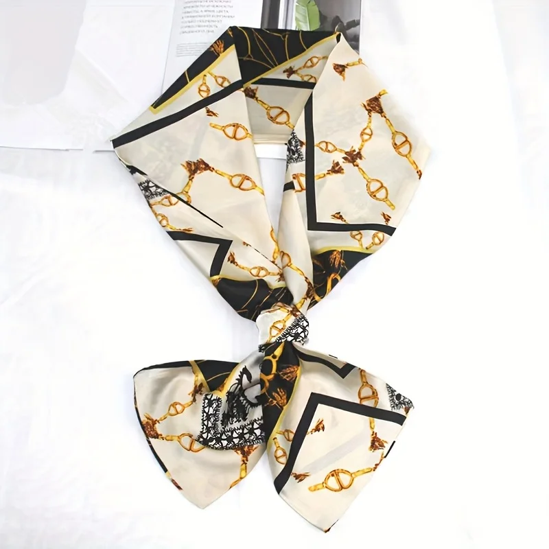 Nouveau foulard en soie imprimé pour femmes, châle, mode, luxe, long, étroit, petit foulard en soie, bandeau pour femmes, foulard de tête