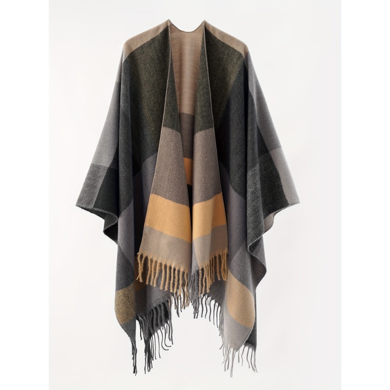 Cape châle résistante au froid pour femme, 1 pièce, grande taille, plaque ouverte, Style châle, veste pull, adaptée aux vêtements de soirée d'automne et d'hiver