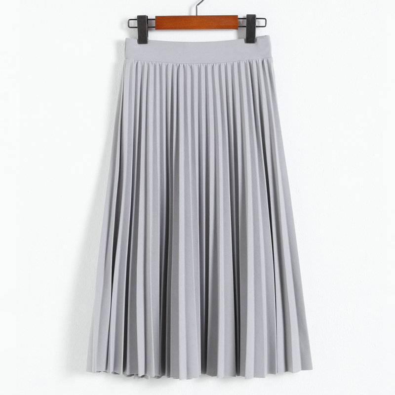 Jupe plissée en mousseline de soie pour femme, taille haute, couleur unie, longueur mi-mollet, vêtements assortis, jupes épaisses extensibles décontractées pour dames, mode