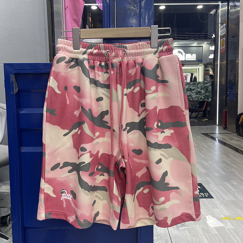 Hommes femmes Couple décontracté rose Camouflage Patta à manches longues T-Shirt de qualité supérieure confortable Base de gaufre T-Shirt avec étiquettes