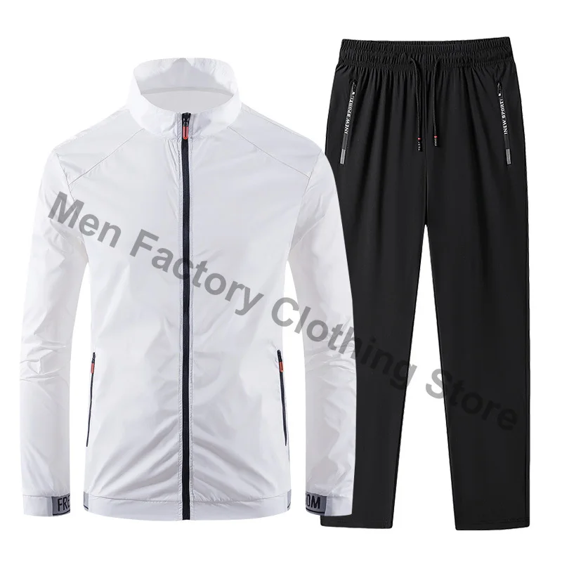 2025 vêtements de sport pour hommes printemps été survêtement 2 pièces ensembles sport costume soleil veste + pantalon ensemble de course mâle gymnastique exercice vêtements