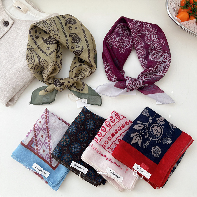 Foulard carré imprimé motif géométrique 56 cm, écharpe, bandana, ruban pour cheveux, bandeau