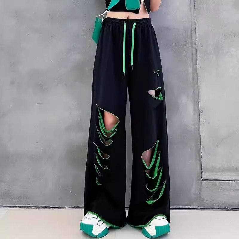 Pantalon taille haute à jambes larges pour femmes, nouveau pantalon d'été fin, ample, grande taille, droit, décontracté, pantalon de protection pour femmes