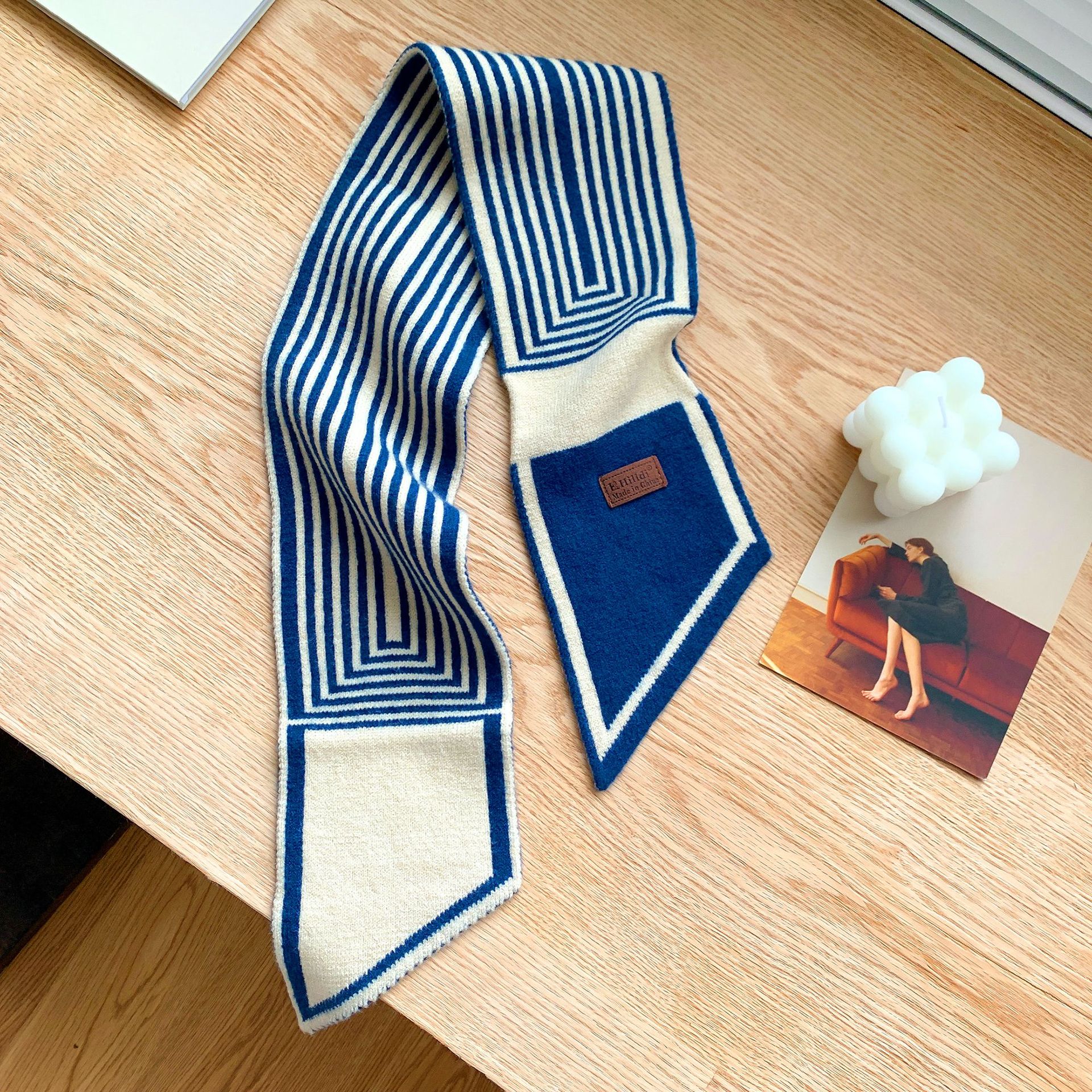 Écharpe de Marque de Luxe à Rayures pour Femme, Foulard d'Hiver Chaud, Long et Maigre, Petit, Nouveau Design