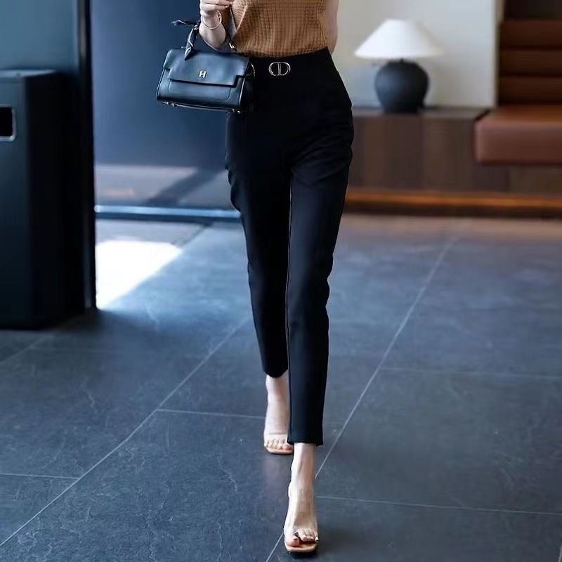 Pantalon de bureau droit pour femme, poches haut de gamme, bouton tempérament, fermeture éclair document solide, rêver, mode décontractée, vêtements pour femmes, 2023