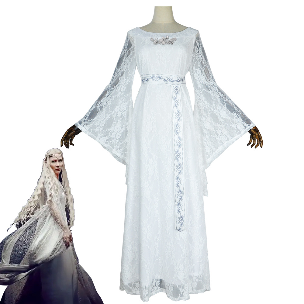 Costume de Cosplay reine elfe, tenues pour Fantasia Galadriel, fête de carnaval d'halloween, jeu de rôle, robe longue avec ceinture, nouveau