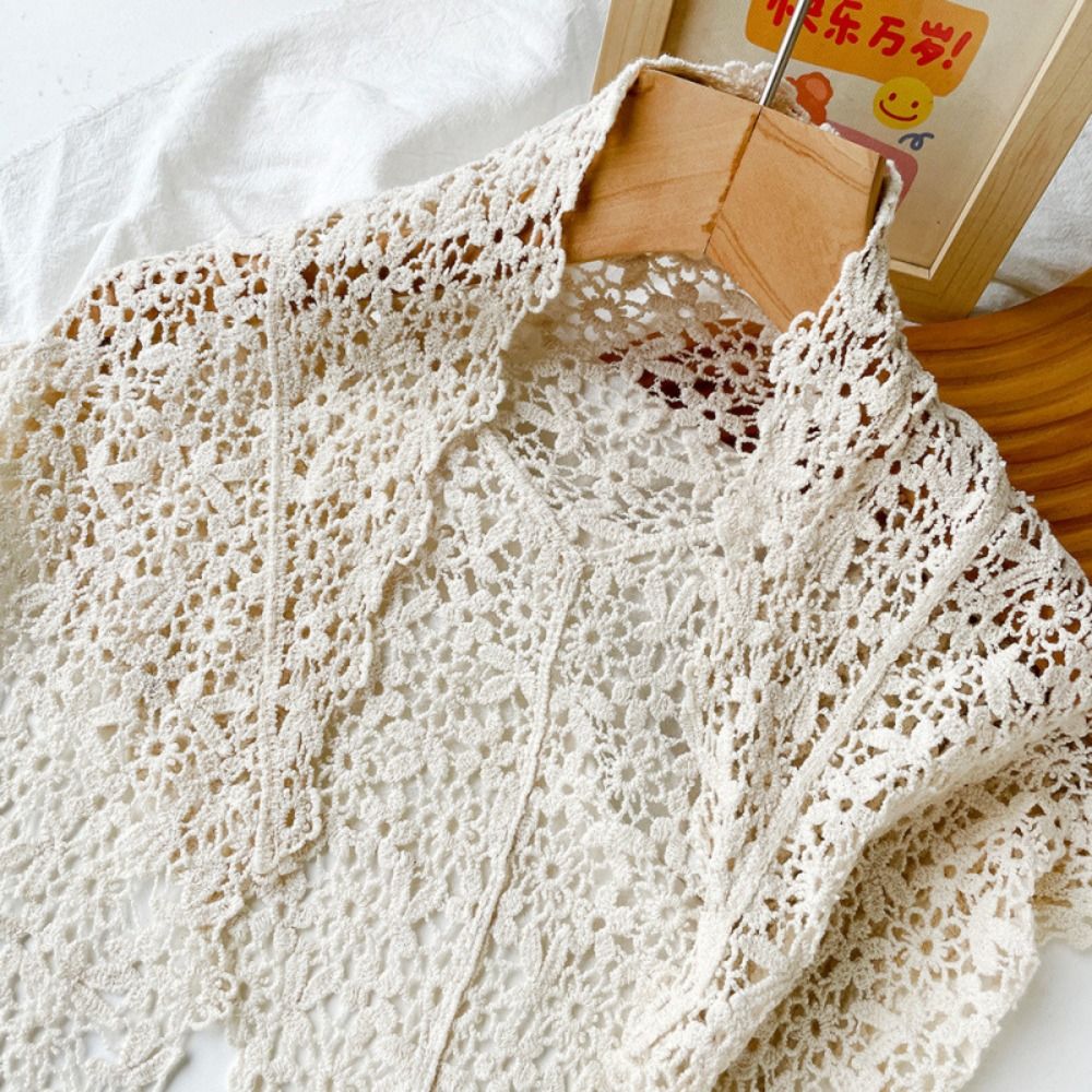 Rétro faux col dentelle châle blanc cape dentelle Triangle écharpe écharpe accessoires enveloppes hanche écharpe femme