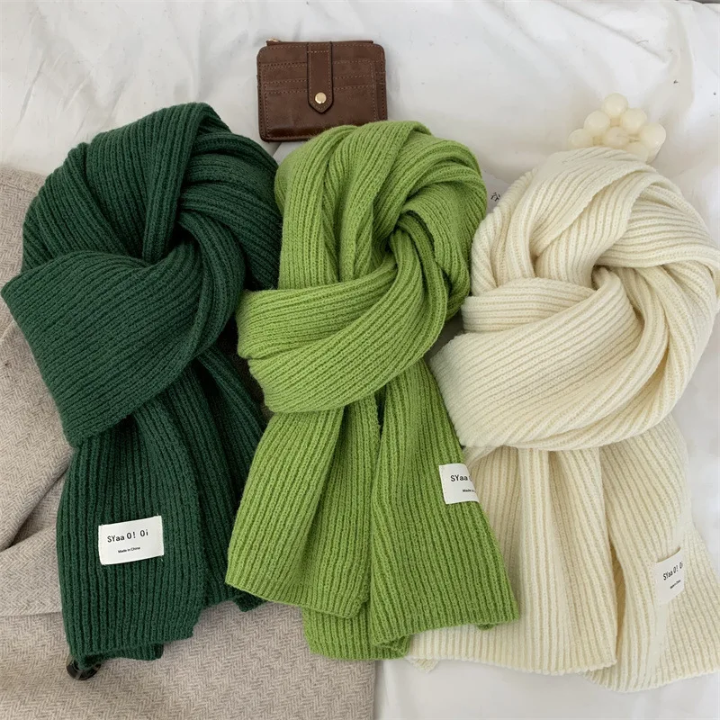 Écharpe longue décontractée en laine douce pour femme, écharpe skinny, style coréen, document solide, voyage, chaud, automne, hiver, nouveau