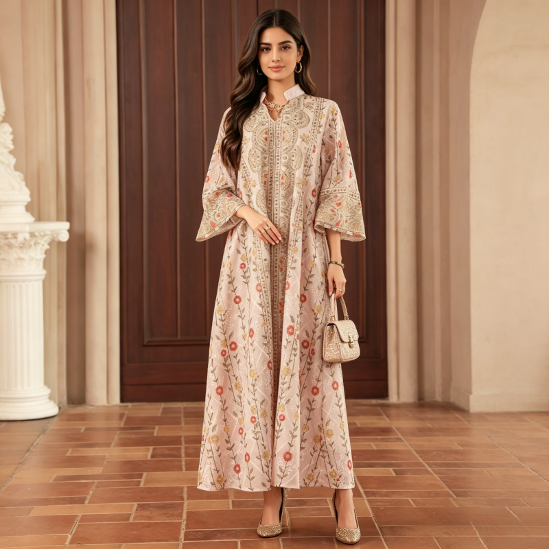 Robe de Soirée Musulmane pour Femme, Abaya, Broderie Jalabiya, Maroc, Caftan, Islam, Éducatif, Arabe, Longue