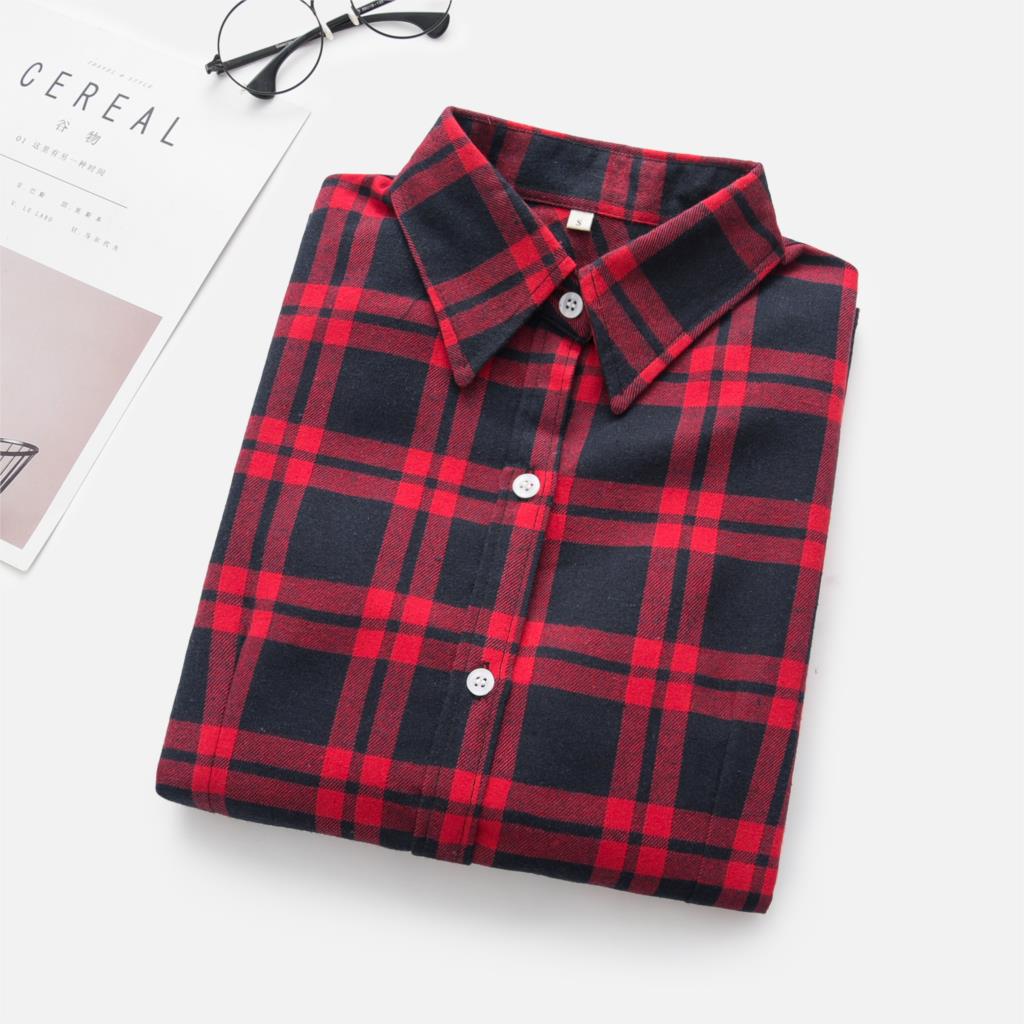 Chemise à carreaux à manches longues pour femmes, haut slim, chemisier en coton, automne et hiver, 2023, 600