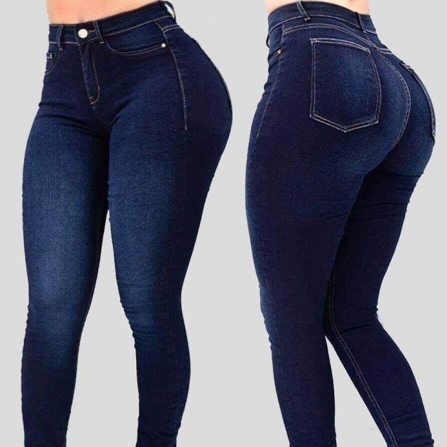 Jeans Donna Sexy Skinny Polyvalent Bouton de Poche Pantalon Rétro Mujeres Ж Dön yis Одеж Б О ellяя Jeans Élastiques Femmes Vaqueros Largos