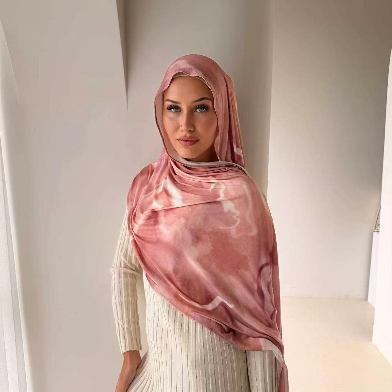 Hijab en coton jersey de haute qualité, style léopard bohème, hijab respirant en coton tricoté pour femmes, écharpe douce pour la peau des femmes