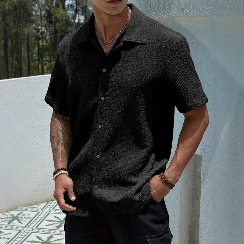 Chemise décontractée pour homme, manches courtes, vêtements masculins, streetwear hip-hop, hauts amples, t-shirt noir et blanc, chemise ample tendance pour homme