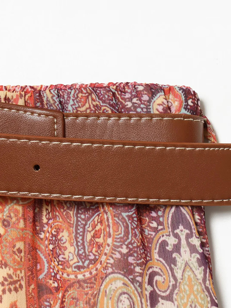 Nouvelles jupes d'été pour femmes, jupes rétro imprimées taille haute, élégantes et chics pour les vacances, avec ceinture