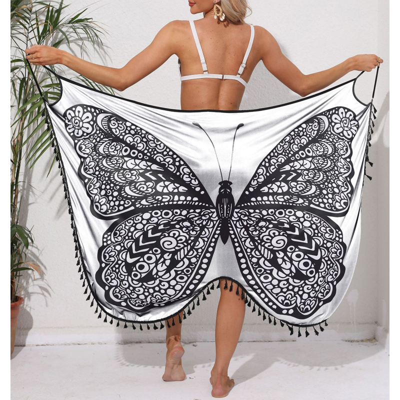 Femmes Bikini Sexy papillon imprimé couvrir maillots de bain femmes robe d'été tunique bain Sarong jupe portefeuille maillot de bain élégant maillots de bain