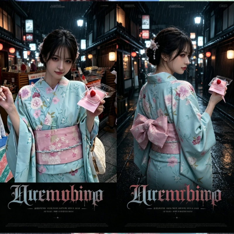 Kimono Yukata rétro amélioré, tenue japonaise élégante et littéraire, idéale pour la photographie de portrait en studio et les tenues à thème décontractées