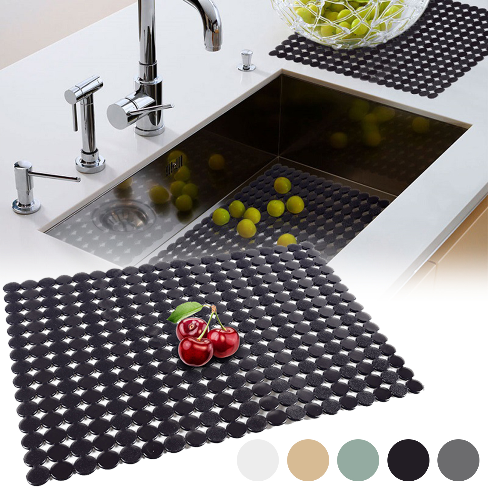 Tapis d'évier antidérapant pour cuisine, design creux, tapis de lavage de la vaisselle pour la cuisine à domicile