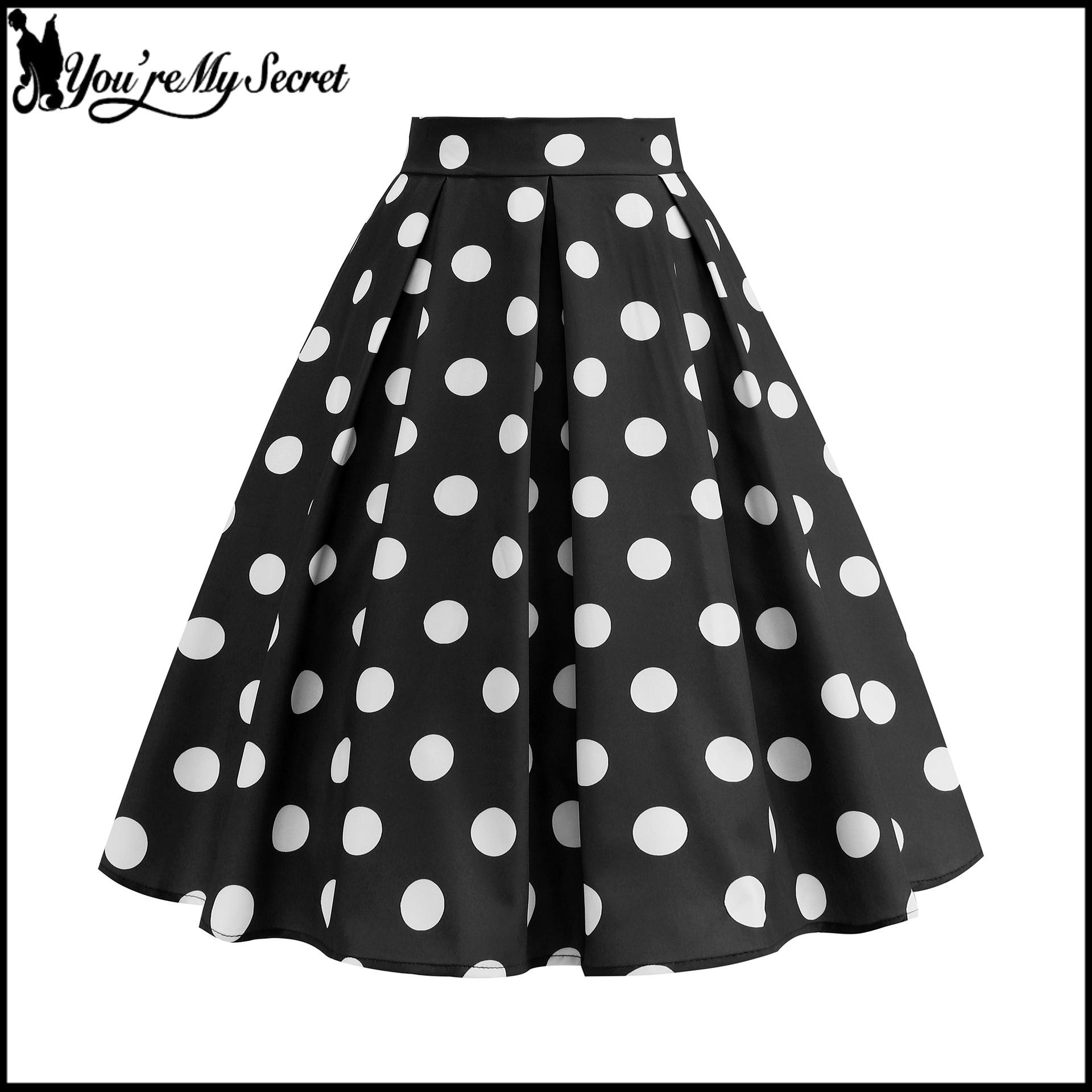 [You're My Secret] Jupe de fête années 50 et 60 pour femmes, jupe à pois rockabilly, robe vintage pin-up, vêtements d'été pour femmes
