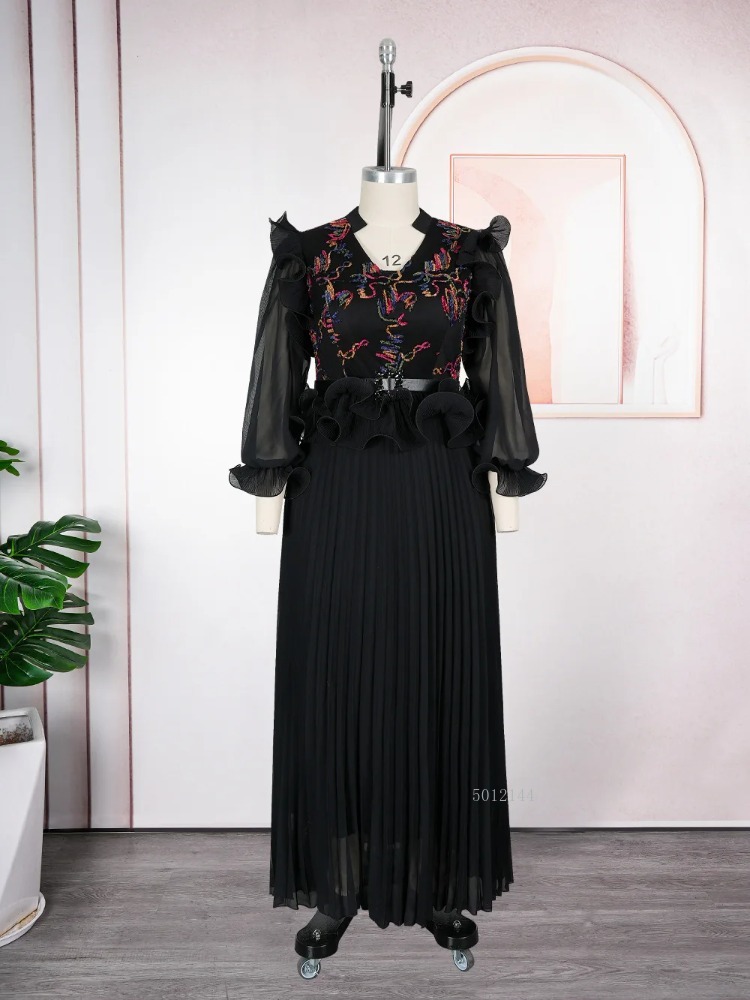 Robes longues en mousseline de soie printemps 2026, élégantes, pour femmes, mariage, fête d'anniversaire, robe plissée maxi, vêtements africains, abaya Dubaï, kaftan