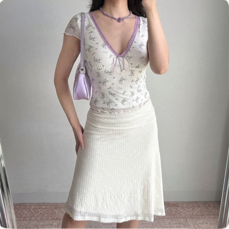Deeptown – jupe courte élégante pour femmes, style Vintage Fairycore, jupes asymétriques à volants, Style coréen, mode douce, jupes trapèze d'été