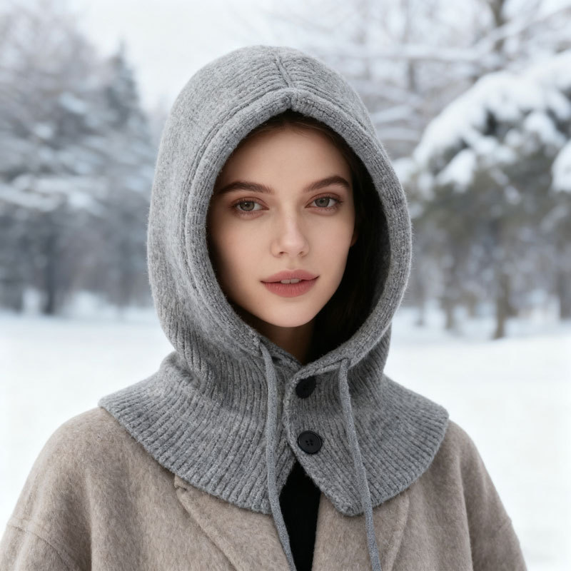Hiver chaud à capuche écharpe chapeau tricot cagoule pour femmes hommes hiver cou guêtres bonnet crâne casquette cordon cou plus chaud mode