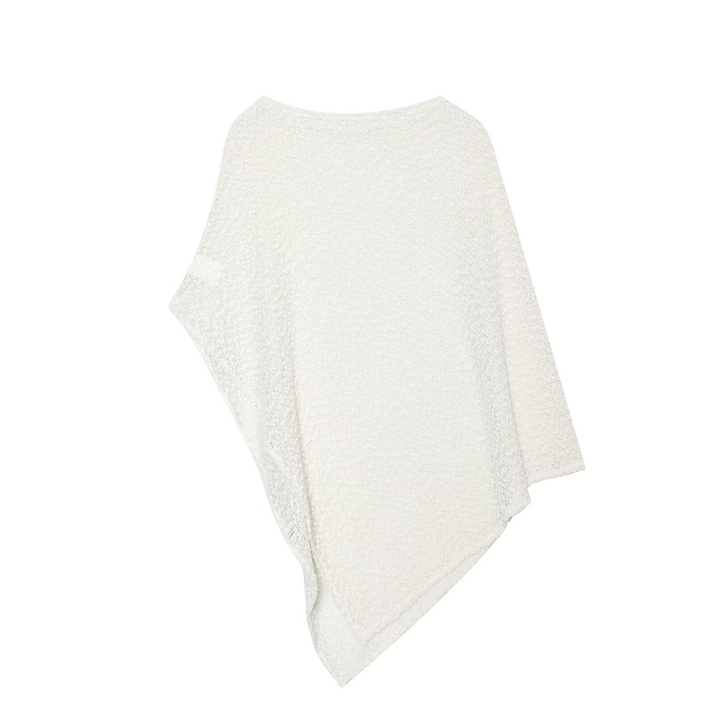 Haut asymétrique en maille métallisée pour femme, semi-transparent, idéal pour l'été, les vacances et la plage