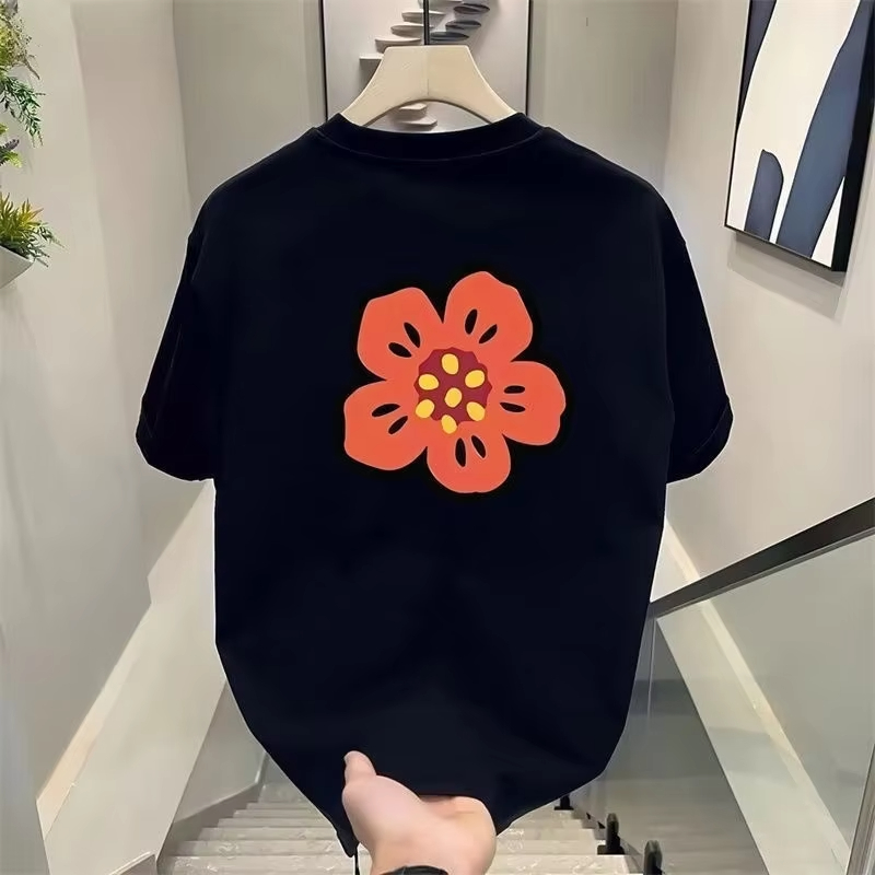 T-shirt Unisexe en Coton à Manches Courtes Motif Fleur Cartoon 2026 – Marque de Luxe Streetwear – Hauts T-shirt Homme
