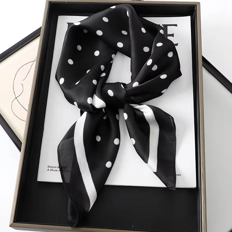 Luxe dame cheveux Dot écharpe femme soie carré foulards bandeau pour femmes Bandana mode Foulard châles femme Foulard