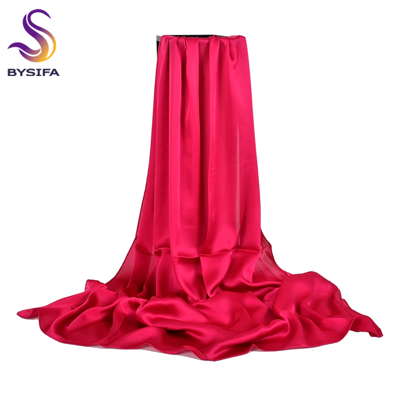 BYSIFA – foulard en soie bleu clair pour femmes, Long châle de luxe, Simple, uni, Cape, 180x90cm, printemps-automne