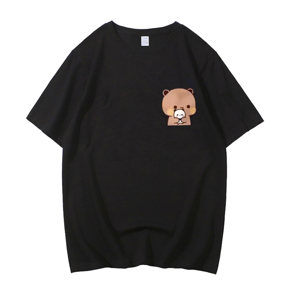 T-shirt en coton de haute qualité avec motif d'ours Panda Bubu Dudu, T-shirt drôle pour couple, vêtements décontractés à manches courtes pour femmes et hommes