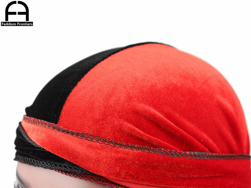 Turban bandana en velours bicolore pour homme, durag de motard, bande de sauna, accessoires pour cheveux, patchwork de luxe