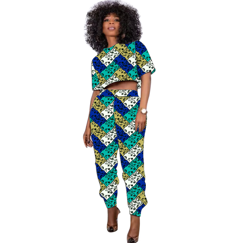 Tenue imprimée africaine pour femmes, ensemble court en Y, pantalon de jogging, vêtements féminins décontractés Ankara, été