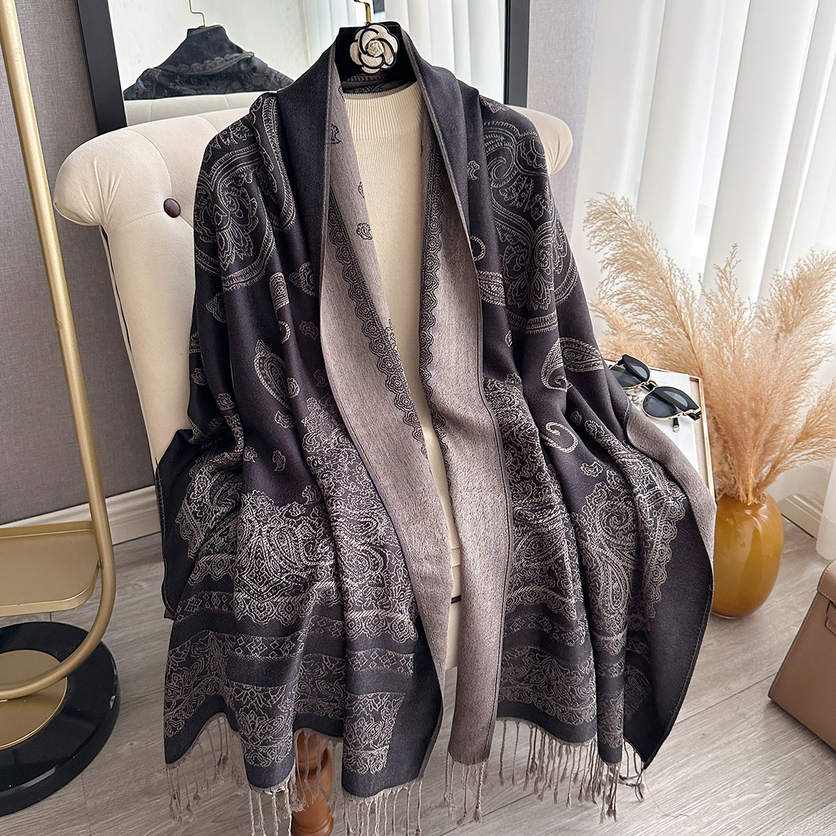Nouvelle marque de luxe bohême Pashmina Paisley Hijab écharpe longue châle musulman femme Foulard doux Turban enveloppes pour femmes bandeau