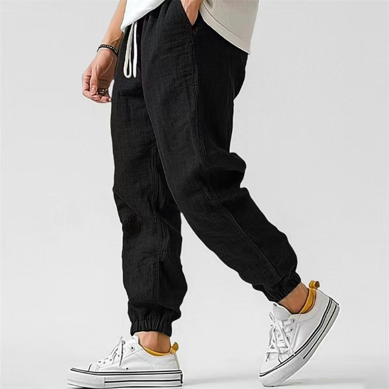Pantalon Homme en Coton et Lin, Style Coréen, Décontracté, Ample, Harem, avec Cordon de Serrage, pour la Gym et le Streetwear, Printemps-Automne