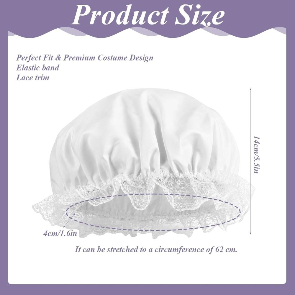 Bonnet de demoiselle d'honneur à bord volanté avec dentelle et bande élastique, ajustement extensible, pour costumes historiques et coloniaux