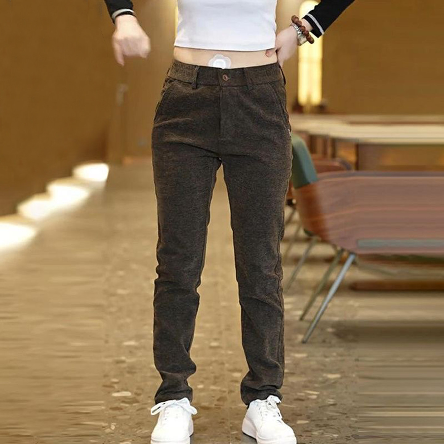 Pantalon décontracté pour homme, nouvelle collection automne-hiver, mode coréenne, coupe droite et ajustée, pantalon de survêtement de haute qualité, couleur unie.