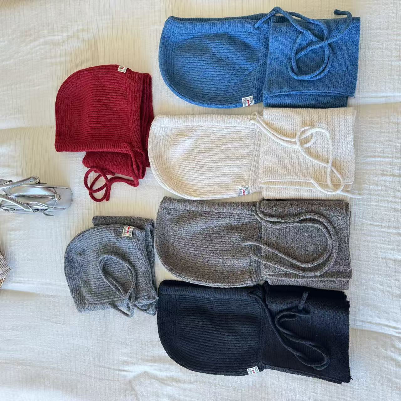 Écharpe et châle à capuche tricotés coréens en un, adaptés aux hommes et aux femmes en automne et en hiver, bombardier tricoté épais et chaud