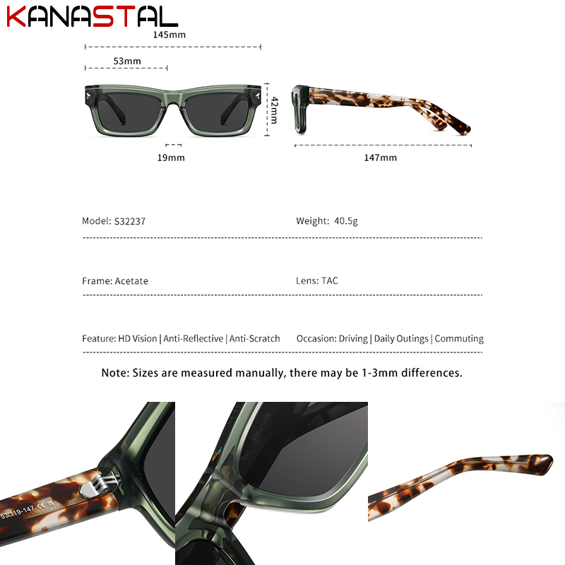 Lunettes de soleil polarisées pour femmes et hommes, UV400, monture en acétate, pour voyage, extérieur, plage, anti-éblouissement