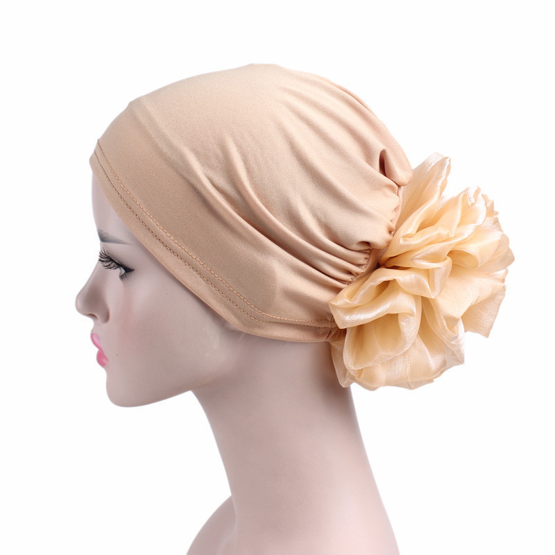 Scrunchie volumisant pour hijab à grande fleur, sous-hijab musulman, bonnet islamique sous-voile