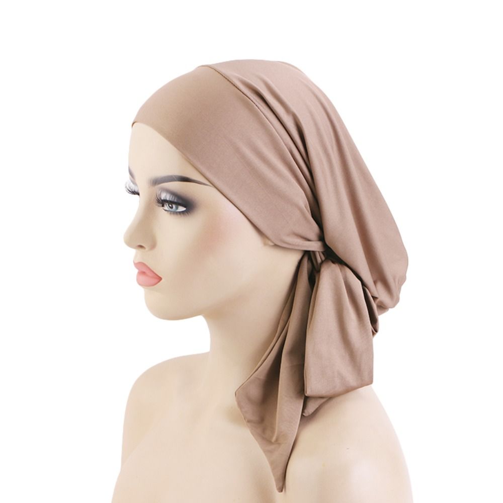 Nouveau femmes musulmanes Stretch Turban Hijab sous-écharpe casquettes Cancer chimio bonnets casquettes chapeau foulards pré-attaché écharpe sommeil couverture de cheveux