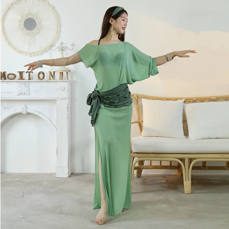 Robe d'entraînement de danse du ventre imprimée pour femmes, robe folklorique féminine, représentation financière, vêtements de danse du ventre trempés