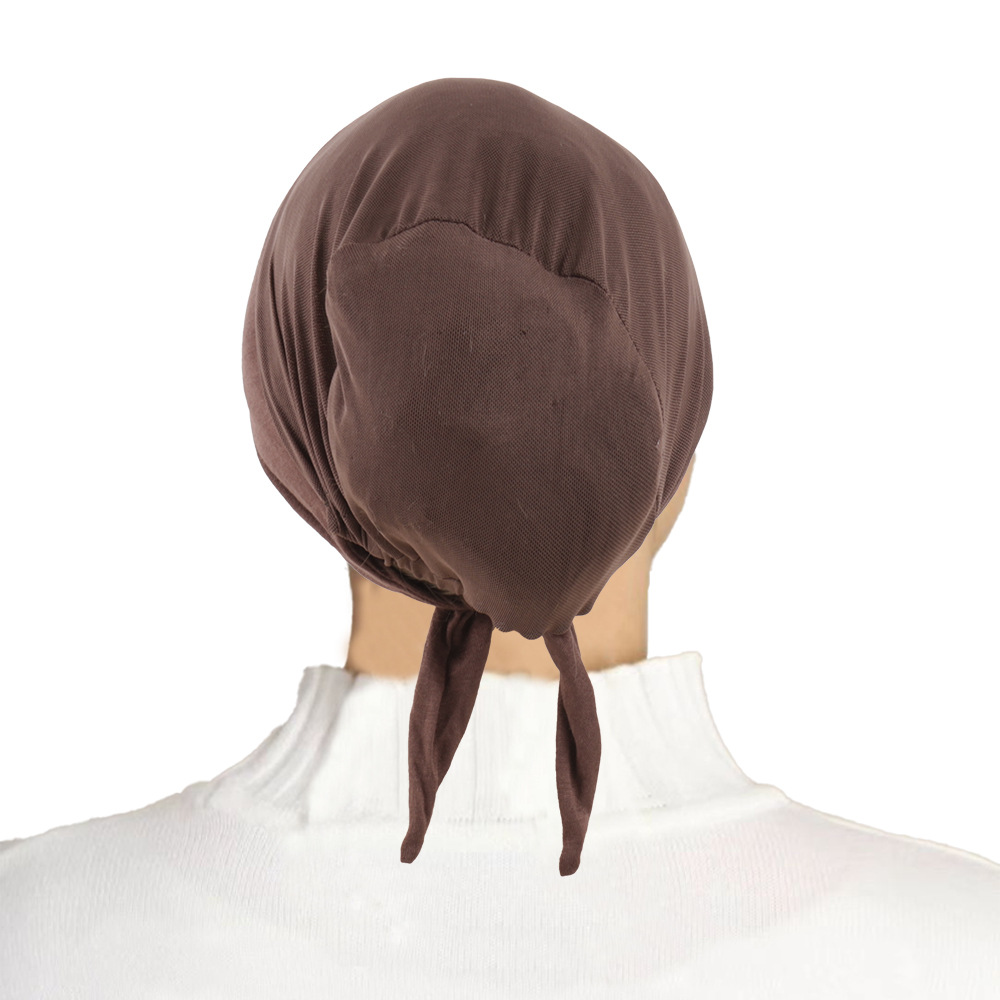 Femmes musulmanes maille respirant élastique cravate corde dos intérieur Hijab casquettes extensible sous-écharpe Bonnet chapeaux Turbante réglable