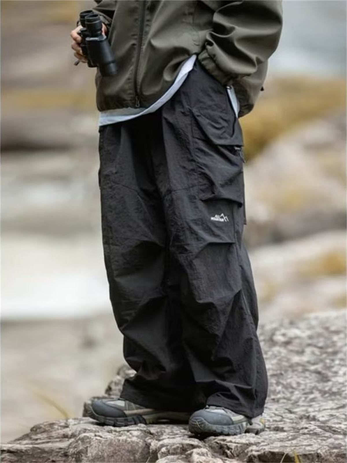Pantalon Cargo Homme Imperméable Printemps-Automne Style Hip Hop Montagne Décontracté Harajuku Noir pour le Travail et l'Extérieur