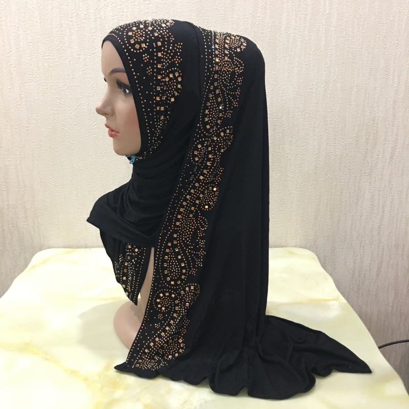 Longue écharpe musulmane en jersey de coton H099, châle hijab islamique, couvre-chef rectangulaire arabe, châle avec biscuits de kirchen modal