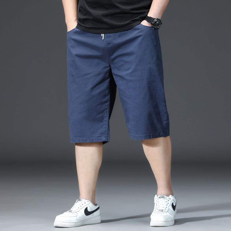 Short d'été grande taille pour hommes, ample, surdimensionné, pantalon moyen, fin, extensible, en coton, décontracté, longueur aux genoux, 42 44 46