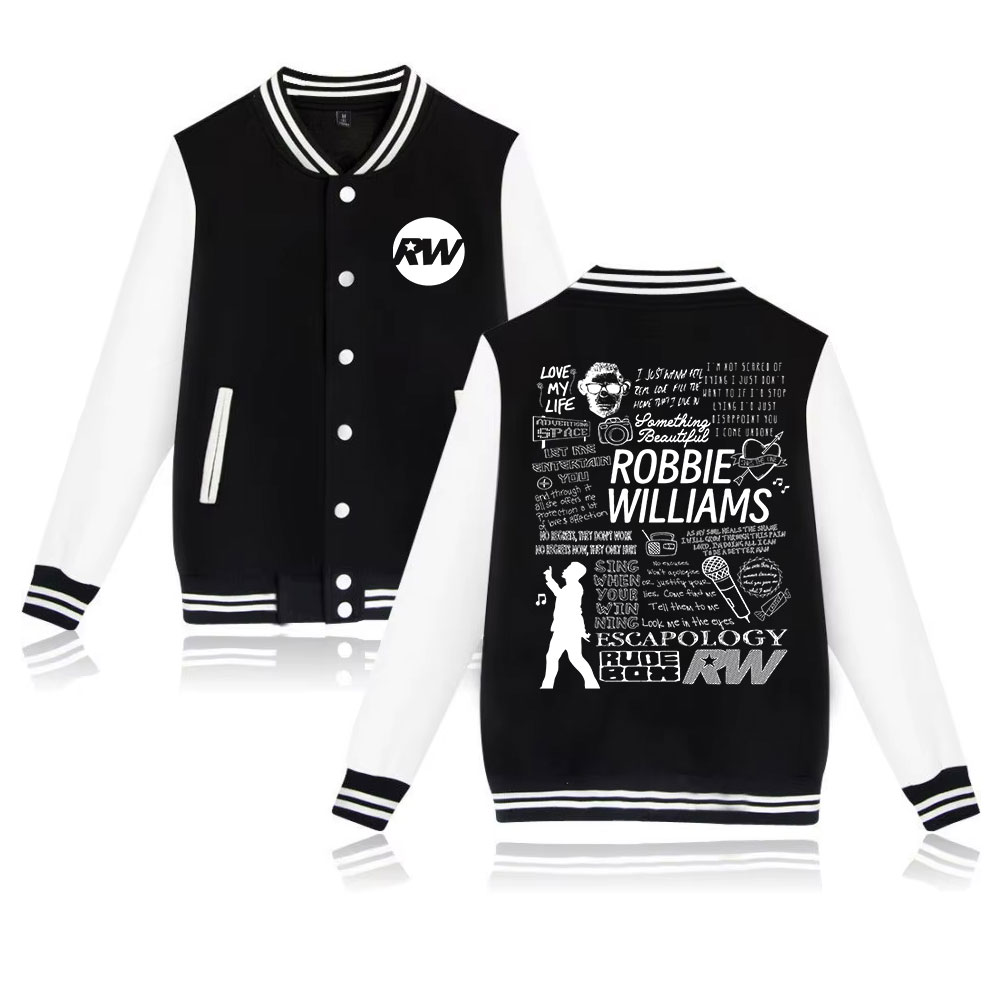 Robbie Williams 2025 Tour veste d'uniforme de Baseball femmes vestes de Baseball pour les Fans manteau cadeau pour hommes