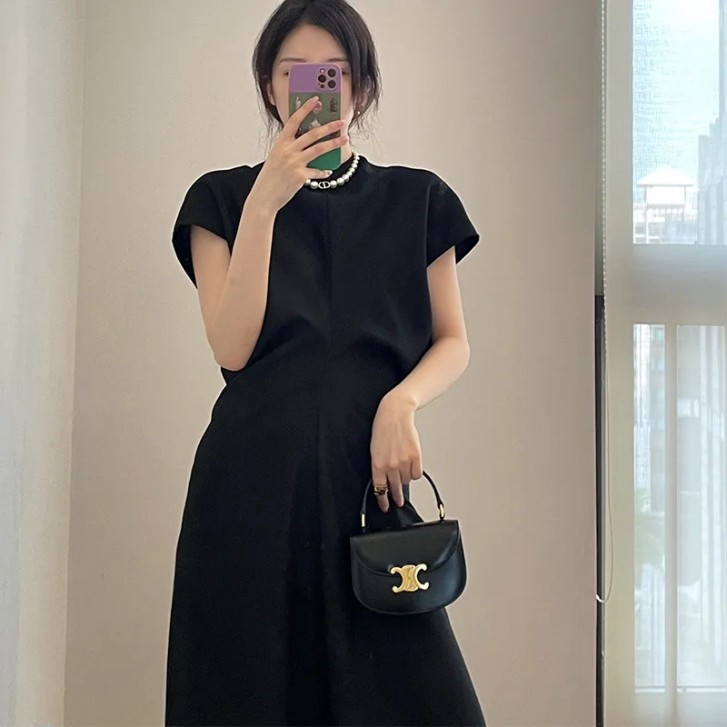 Robe cintrée en mélange de lin et de laine légère, style long, vêtements décontractés pour femmes, nouvelle collection été 2023