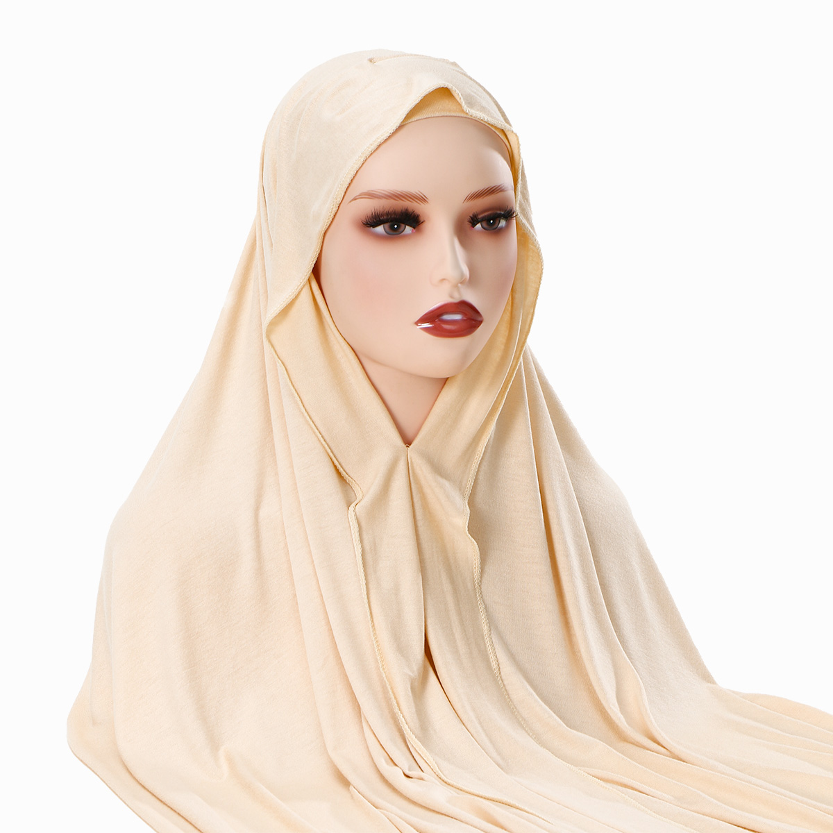 Ensemble Hijab et Foulard Instantané Ramadan New Jersey avec Aimants Intégrés, Châle Uni Facile à Porter avec Sous-Hijab